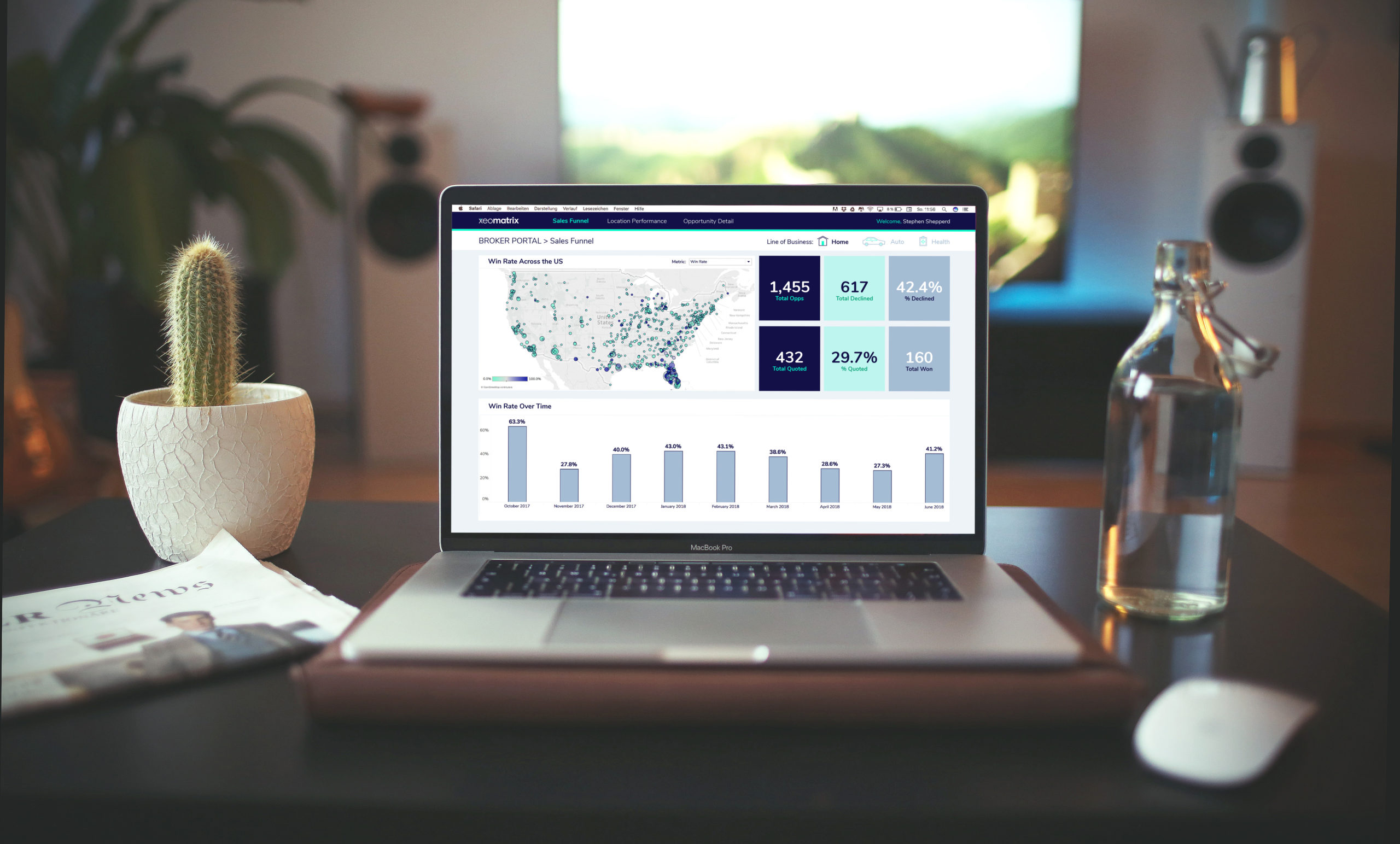 embedded analytics dashboard on a laptop