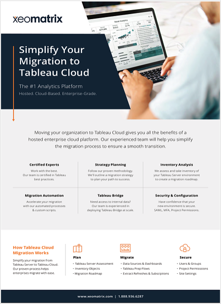 Download the XeoMatrix Tableau Cloud Migration One Pager