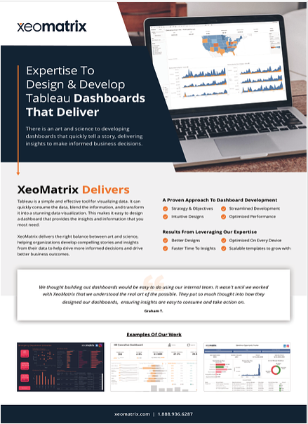 Download the XeoMatrix Tableau Dashboard Development One Pager