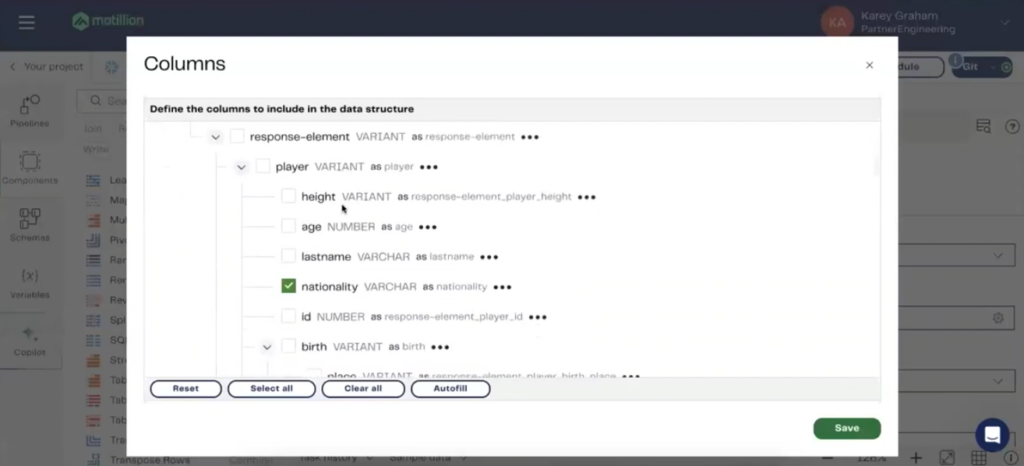 Column selector